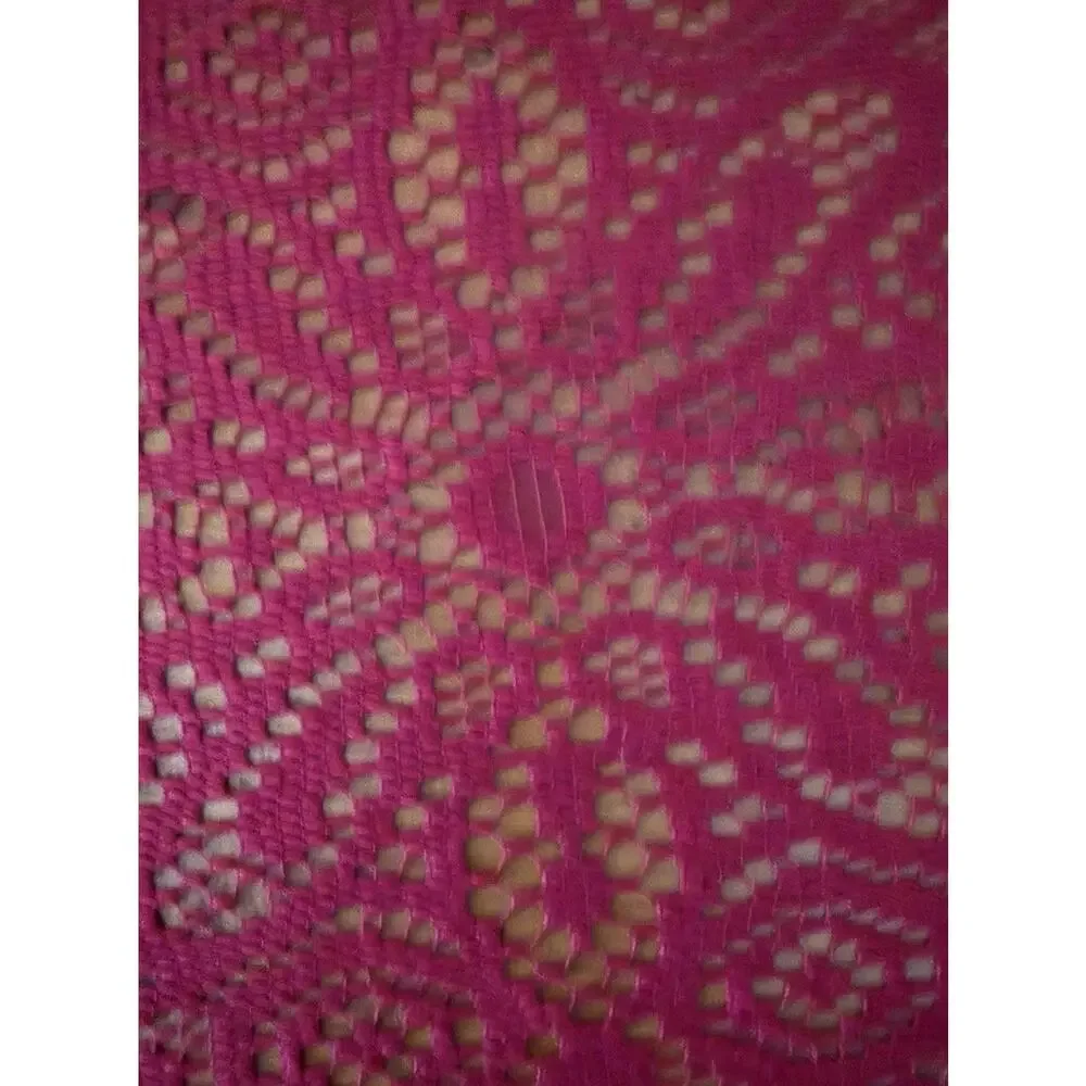 Vintage Rich Deep Red Crochet Doilies Set of 2 Round Lace Holiday Decor Handmade